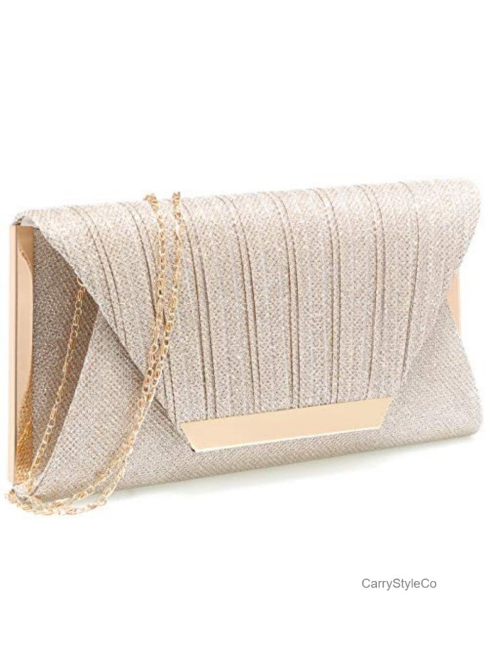 Sparkling Mesh Evening Clutch with Detachable Chain Strap